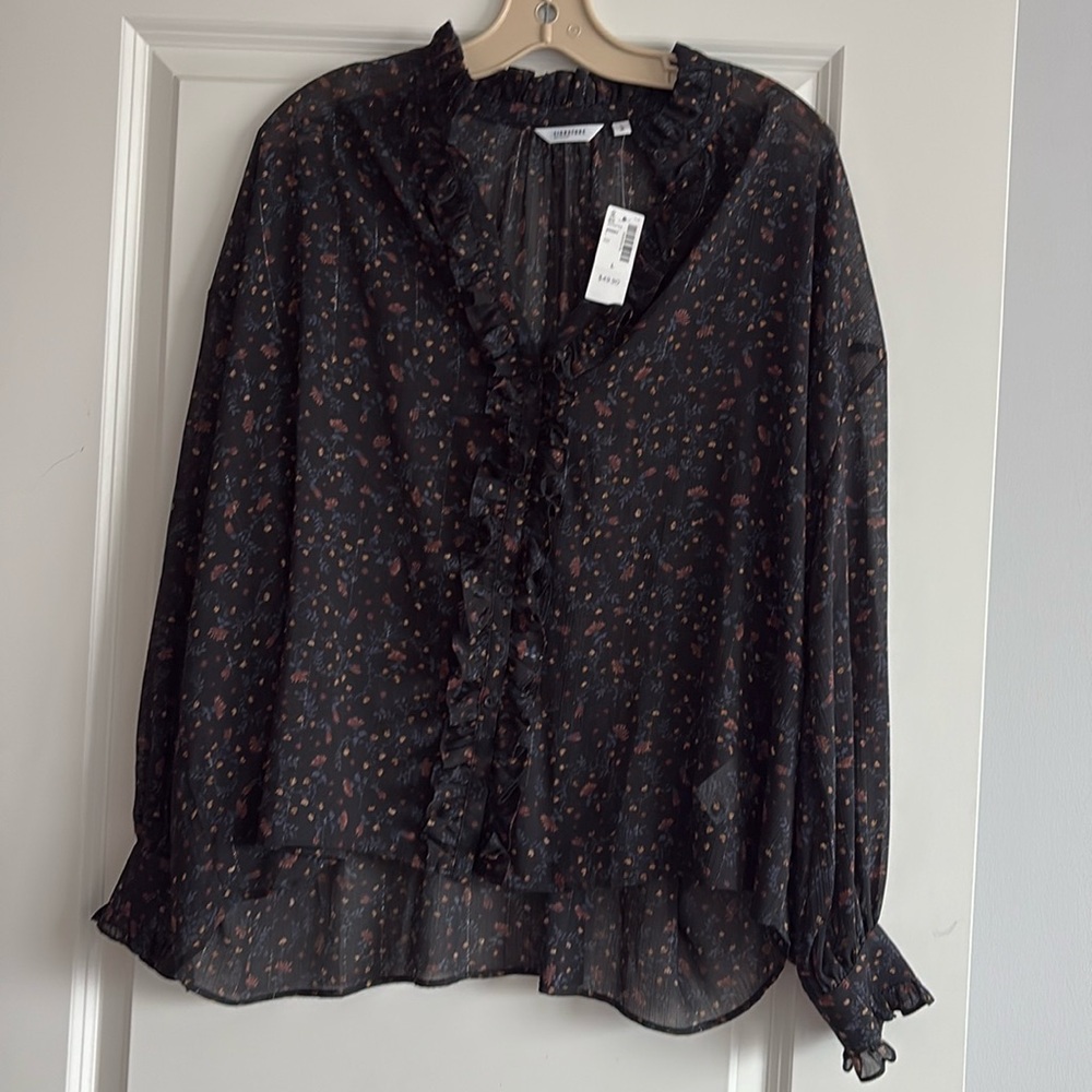 REITMANS | new with tags sheer dark floral blouse, size large